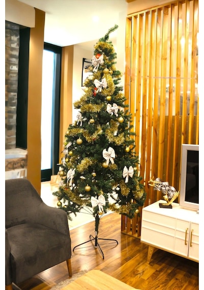 T.concept Yılbaşı Çam Ağacı 240 Cm Boy, 1000 Dal, Noel Yılbaşı Dekorasyonu, Metal Ayaklı, Kutulu