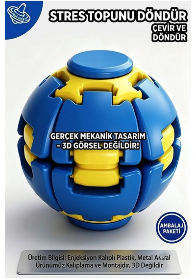 Spin Ball Mekanik Stres Topu Fidget Oyuncak Dönüşebilen Puzzle Çark Bas Çevir Döndür