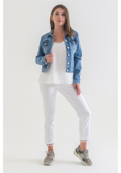 Bold & Young Power Streç Yıpratmalı Bleach Washing Denim Ceket Sky Blue Mavi