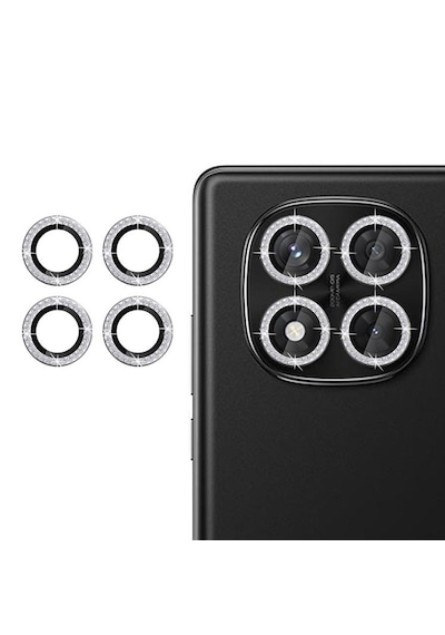 Forzacase Redmi Note 14 Pro 5g İle Uyumlu Elmas Taşlı Kamera Camı Lens Koruyucu Halka Seti - Fc1126 Gümüş