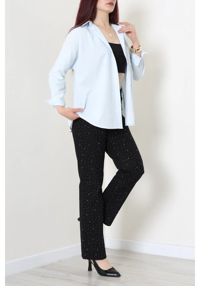 Modi Oversize Poplin Gömlek Bebemavi - 44091.2118. Açik Mavi