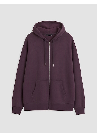 LC Waikiki Lc Waıkıkı Mürdüm Kapüşonlu Kadın Kalın Fermuarlı Sweatshirt