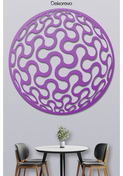 Abstract Daire Metal Duvar Tablosu - Metal Duvar Sanatı - Mor - 50 X 50 Cm