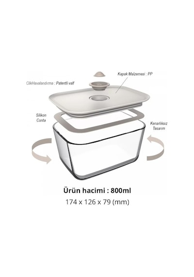 Neoflam Fika Clik Dikdörtgen Saklama Kabı Bej 4 Parça Set