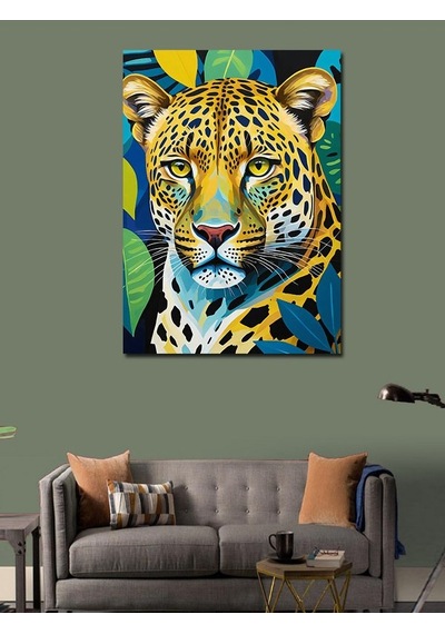Kanvas Tablo Yırtıcı Leopar Portresi 50cmx70cm