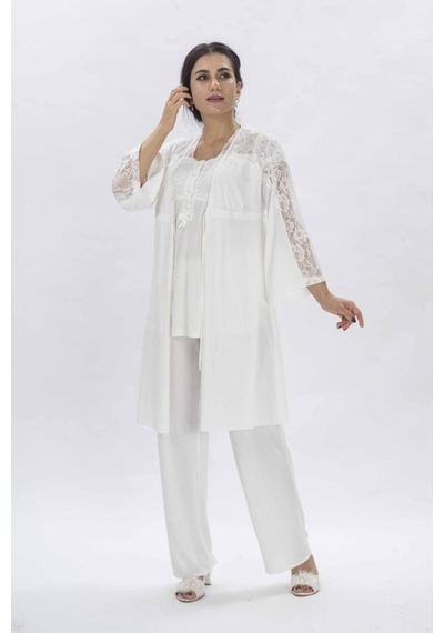 Birolgaye Duchesse 3008 Ecru Hamile Lohusa 3 Lü Pijama Sabahlık Tk (535994761)