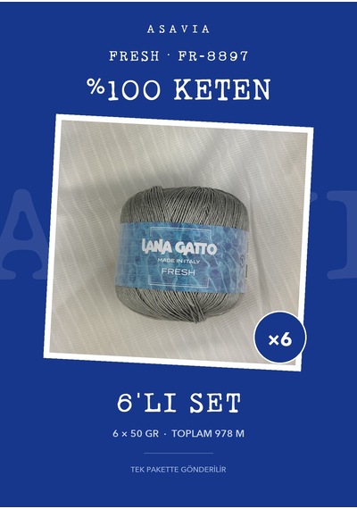Lana Gatto Fresh Örgü İpi 6'lı Set 6 X 50 Gr %100 Keten Fr-8897