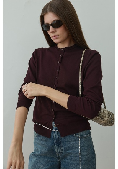 Suud Collection Mürdüm Arya Triko Hırka