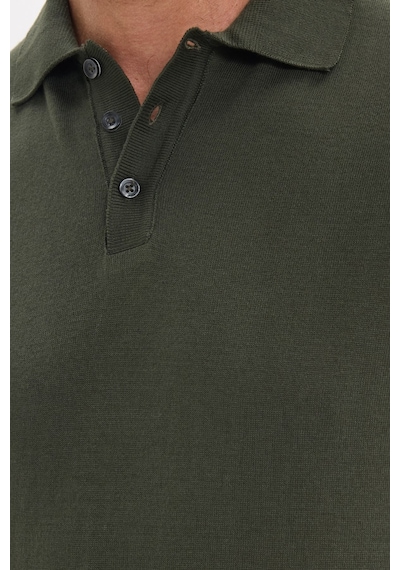 Tudors Erkek Slim Fit Dar Kesim Pamuklu Örme Triko Haki Polo Yaka Tişört-50721