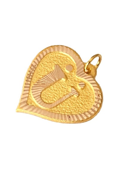 0.25 Gram 14 Ayar Ü Harfi Kalp Kolye Ucu