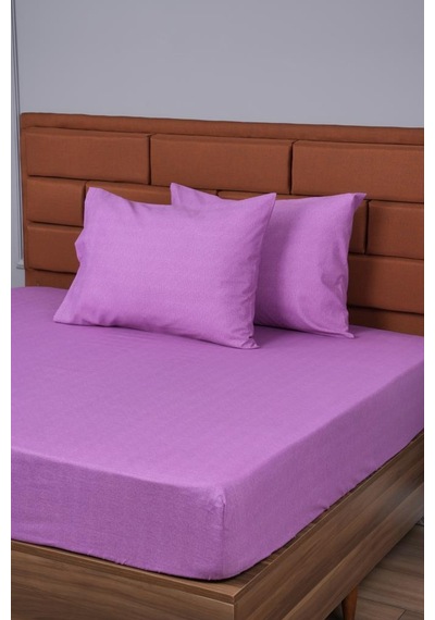 Tek Kişilik Lastikli Çarşaf+1 Yastık Kılıfı  100x200 Mor Mor 100 x 200
