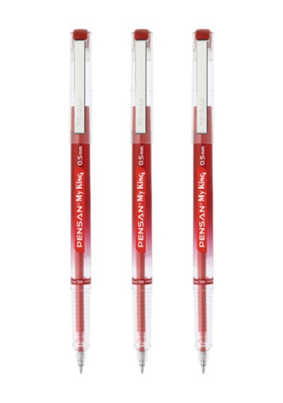 Pensan My King İğne Uçlu Pilot Kalem 05 Uçlu Extra Fine 3 Lü Set 1 Adet - Kırmızı Çok Renkli