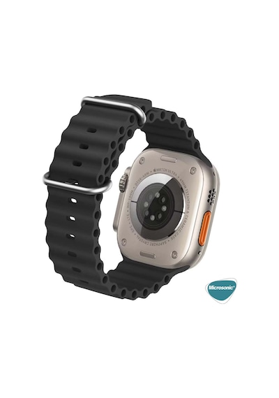 Microsonic Apple Uyumlu  Watch Series 7 45mm Kordon Ocean Band Bej