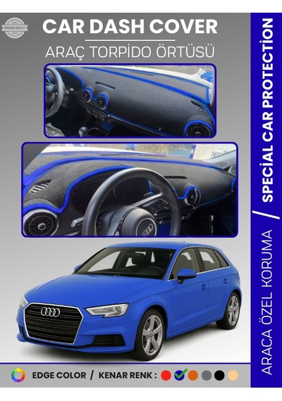 Audi A3 2013-2020 Torpido Örtüsü Ön Göğüs Koruma Torpido Koruma Araca Özel Kaymaz Kolay Montaj - 730 Stiloto