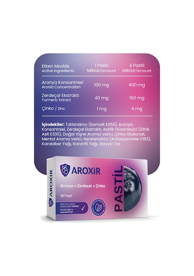 Aroxir Aronya Zerdeçal Çinko 16 Pastil