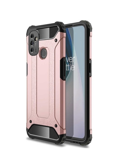 Noktaks - One Plus Uyumlu One Plus Nord N100 - Kılıf Çift Katman Zırh Tank Crash Military Kapak - Rose Gold