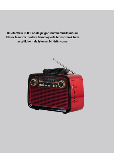 Kargo Led Li Nostaljik Bluetooth Hoparlör Vintage Tasarım, Ahşap Doku Najmaddin
