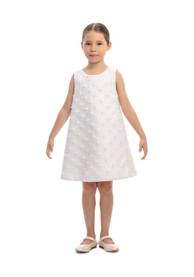 Pamina Kids Pamina Kız Çocuk Yakalı Tül Elbise Ekru 36106