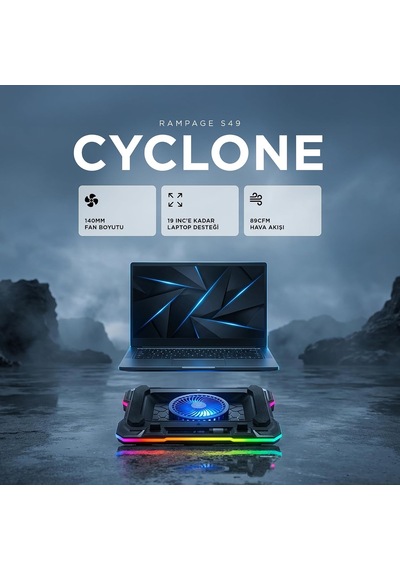 Cyclone S49 Rgb Fanlı 14"-19'' Led Ekranlı Notebook Soğutucu