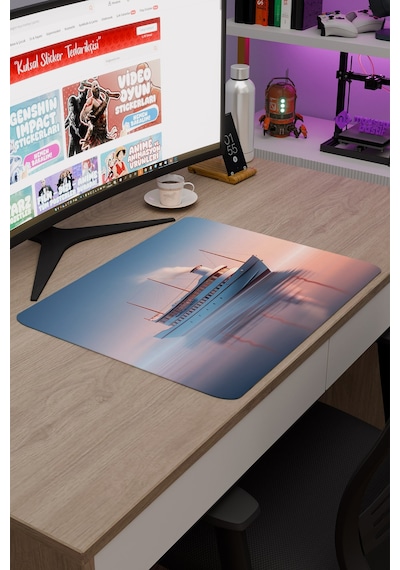 Gemi Ship Kaymaz Dikişli Kauçuk Oyuncu Mousepad V5 - 48x40 Xl Gaming Mouse Pad Fare Altlığı