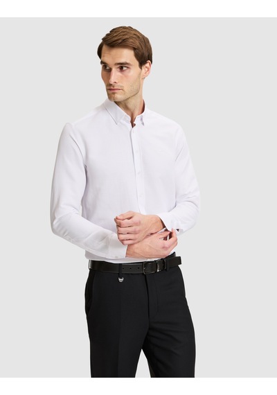 Pierre Cardin Beyaz Slim Fit Dokulu Uzun Kollu Gömlek 50333820-vr013