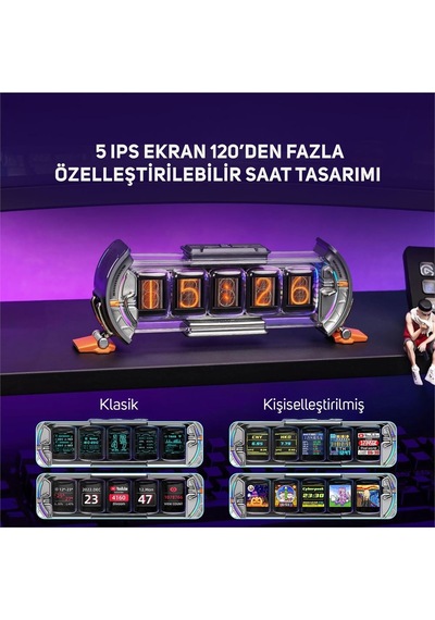 Divoom Ditoo Pro Pembe Bluetooth Hoparlör + Times Gate Dijital Led Ekran Seti