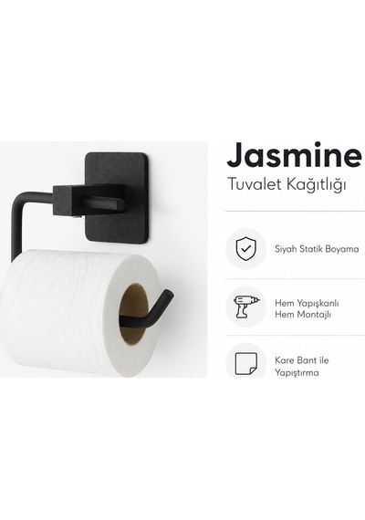 Tr Yapışkanlı Siyah Kare Açık Tuvalet Kağıtlığı Wc Kağıtlık Tuvalet Kağıdı Askısı Diğer
