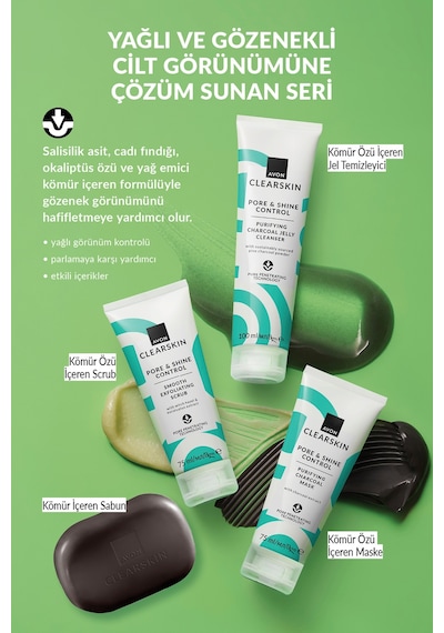 Avon Clearskin Pore Shine Kömür Sabunu 3 x 75 G