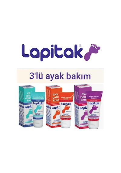 Lapitak Ayak Koku Önleyici + Ayak Bakım Kremi + Topuk Çatlak Kremi 3 X 60 Ml
