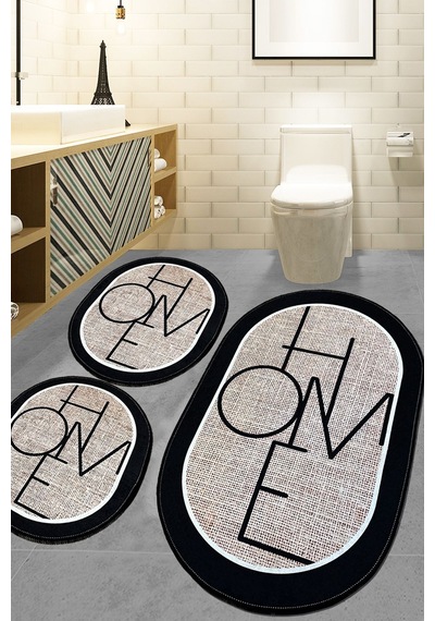 Chilai Home Mohe 3'lü Set Banyo Halısı Djt Bej