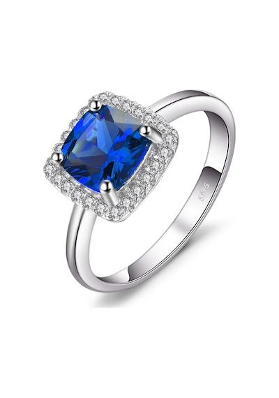 Brezza Lusso Jewelry Safir Taşlı Diamond Tektaş Kare Princess Kesim Kadın Gümüş Yüzük 15