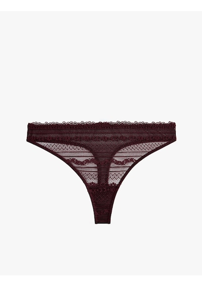 Koton Rahat Kalıp Normal Bel Dantelli String Külot Bordo 7wlk30123mk