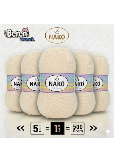 Elit Baby - 10889 Bal Köpüğü - 5'li Paket - 100gr/250m - Bebek İpi - Anti Pilling Tüylenmez İp
