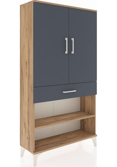 Arges Dolap 4 Raflı Tek Çekmeceli 2 Kapaklı 88x30x163 Çam-ant... Çam