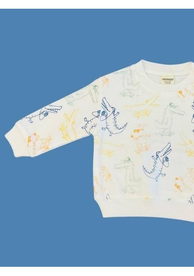 Cantoy Erkek Bebek Dinazor Desenli Sweatshirt-15354 Ekru