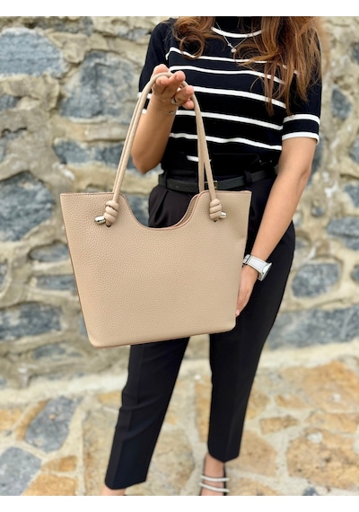 Just Polo Kadın Yeni Sezon Yumuşak Deri Lüks El Çantası Shopper Vizon 40159374