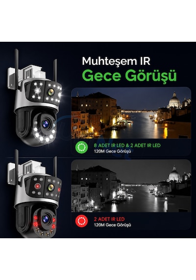 Uninet 36x Optik Zoom 8mp Çift Kameralı Wifi Ptz Güvenlik Kamerası 355 Döner Başlıklı Ve Gece Görüşlü İp Kamera - 8 MP