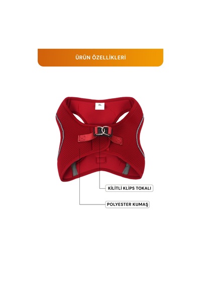 Kediler Ve Köpekler İçin Rahat, Dayanıklı Göğüs Tasması Xl Kırmızı