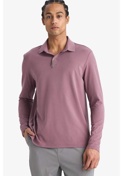 Defacto Standart Fit Polo Yaka Sporcu Uzun Kollu Tişört F7611ax26sppr338 Mor-pr338