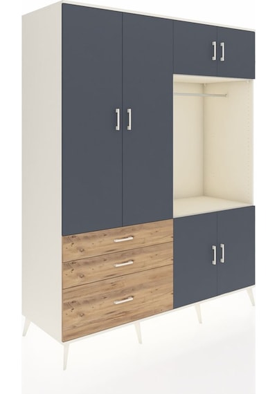 Kronos Gardrop 7 Raflı 3 Çekmeceli Tek Askılı 176x59x221 Aytaşı-antrasit/çam Antrasit/çam Kronos Gardrop 7 Raflı 3 Çekmeceli Tek Askılı 176x59x221 Aytaşı-antrasit/çam Antrasit/çam