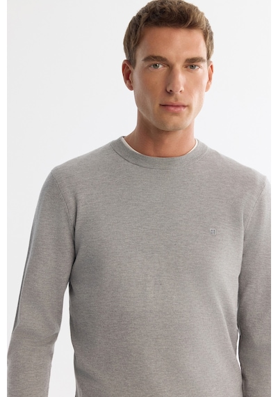 Avva Erkek Gri Viskon Bisiklet Yaka Triko Regular Fit Kazak B005132