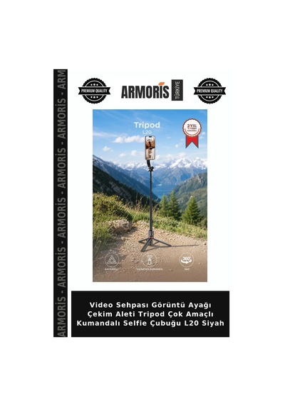 Video Sehpası Görüntü Ayağı Çekim Aleti Tripod Çok Amaçlı Kumandalı Selfie Çubuğu L20 Siyah