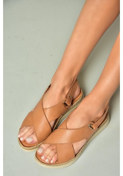 Fox Shoes U555240503 Taba Hakiki Deri Kadın Sandalet Taba-hakiki Deri Taba