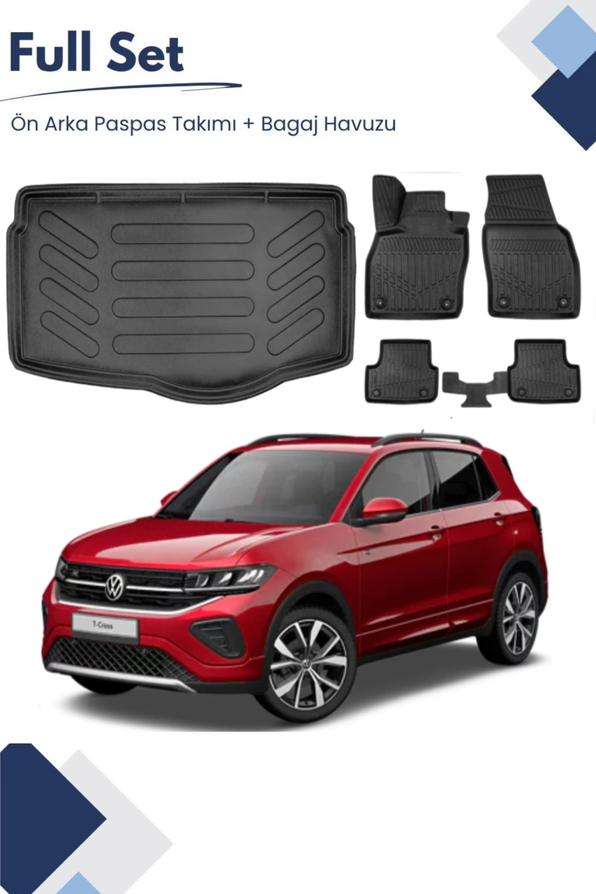 Volkswagen T-cross 2022 Model Tam Uyumlu Paspas+alt Bagaj Havuzu Seti