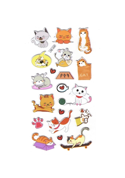 Sticker Kabartmalı Stiker Defter Planlayıcı Etiket Lre-006 -17 x 9 CM - Komik Kaykay Kedi