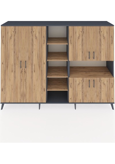 Hyperion Dolap 13 Raflı 6 Kapaklı 220x44x163 Antrasit-çam Atlas Çam - Antrasit Hyperion Dolap 13 Raflı 6 Kapaklı 220x44x163 Antrasit-çam Atlas Çam - Antrasit