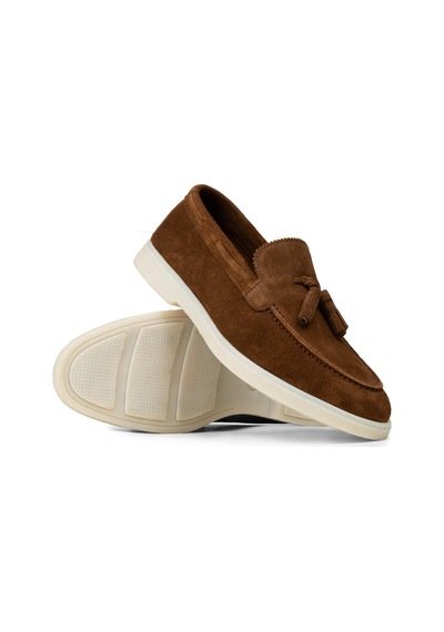 Deery Erkek Hakiki Süet Taba Rengi Püsküllü Loafer - 02027mtbac01 Taba