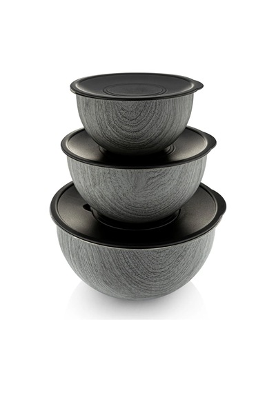 Bambum Rose Wood 3'lü Metal Karıştırma Kabı - Antrasit