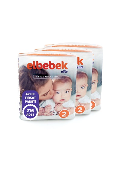 Elbebek Elite Bebek Bezi 2 Numara Mini Fırsat Paketi 216 Adet 3'lü