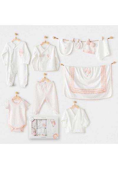 Ac25551 Newborn Set Pınk Baloons 10'lu Hastane Çıkışı Ekru Acı Kahverengi